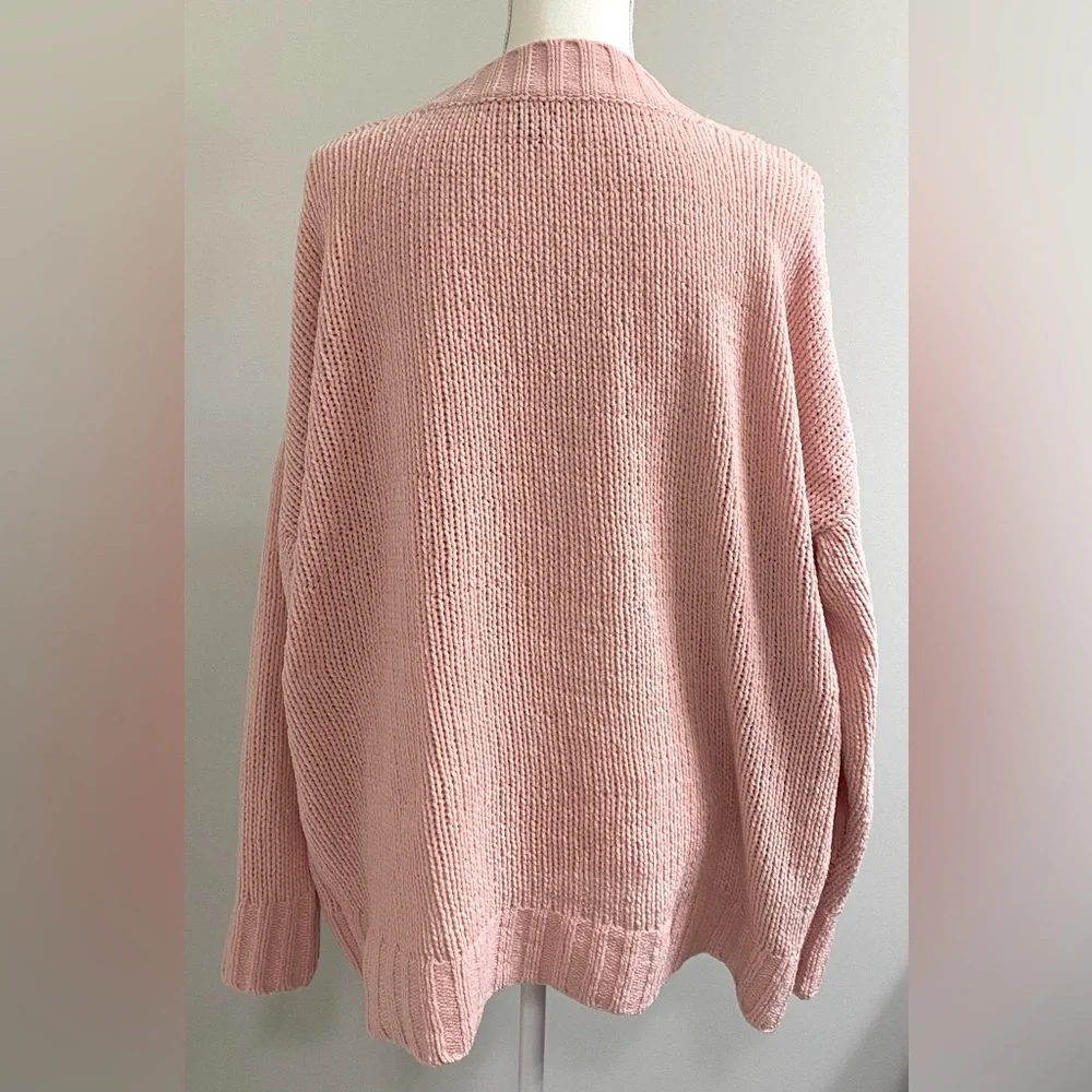 Aerie Womens S Pink Oversized Long Sleeve V-Neck Sweater Boho Cottage Cabincore - Picture 4 of 15